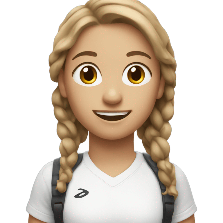 smiling girl in sportswear with light brown hair emoji