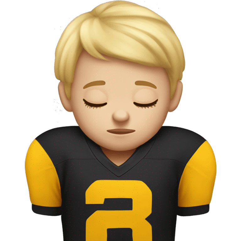 Little blonde kid in Steelers jersey sleeping  emoji