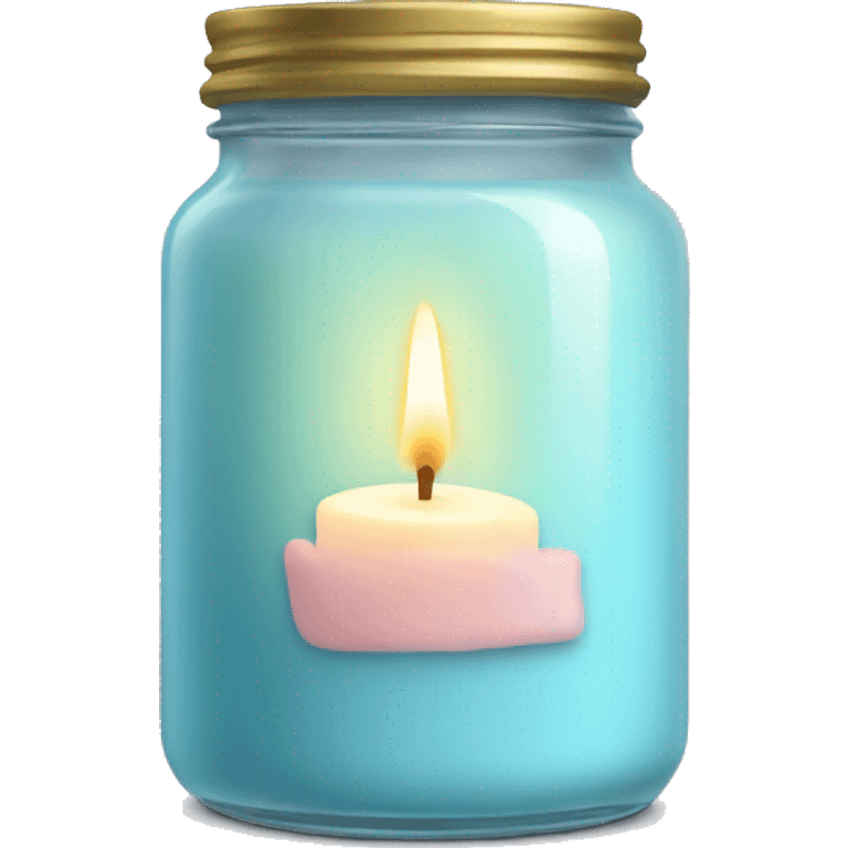 pastel blue candle in a jar emoji