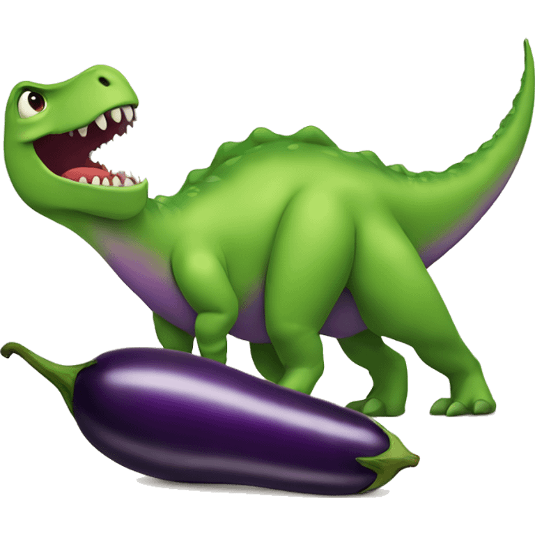 Dinosaur with eggplant emoji