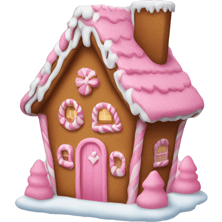 A pink gingerbread house emoji