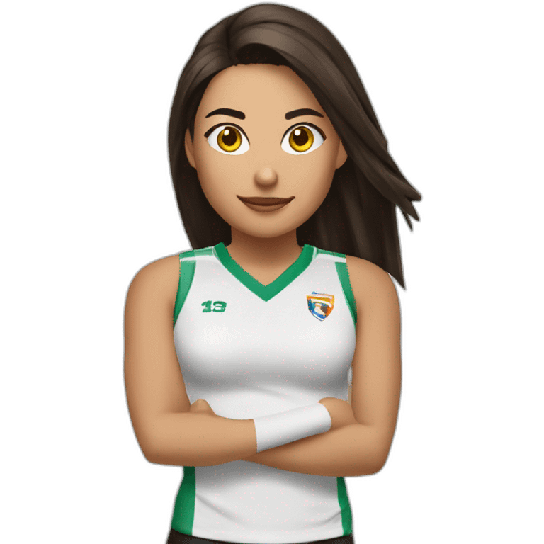 Voleibol chica morena número 14 emoji