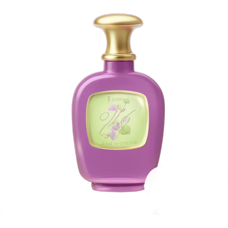 Aesthetic display of blush violet nasturtiums, an elegant deep pink perfume bottle, and a vintage love violet letter written in flowing script. emoji