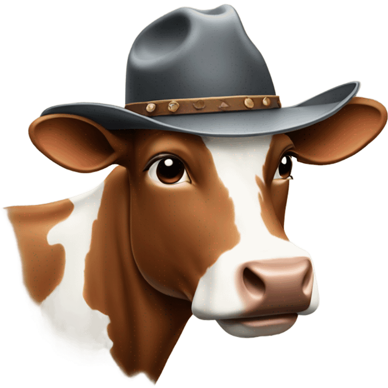 Cow wearing a cow boy hat emoji