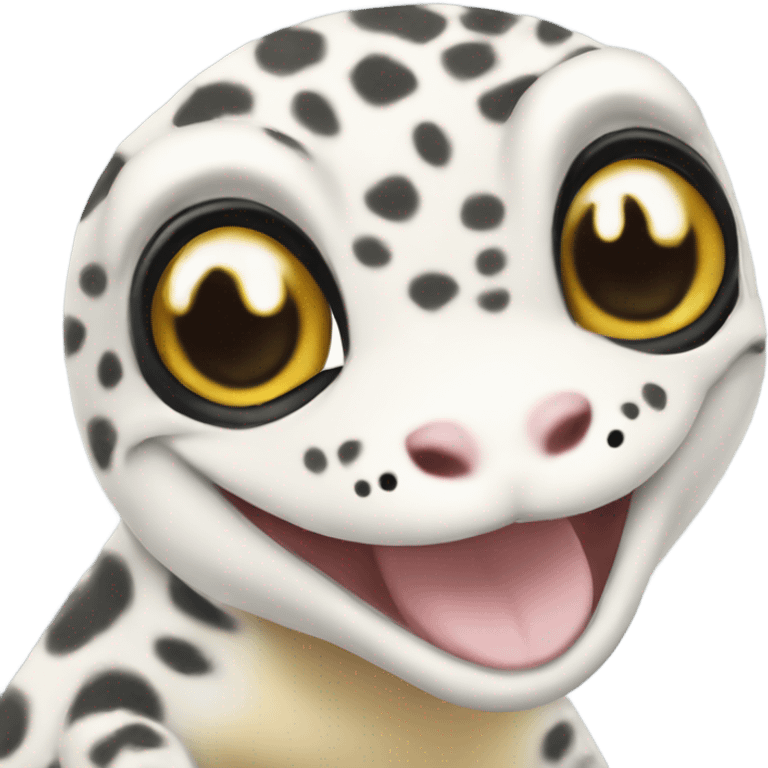 White leopard gecko smiling emoji