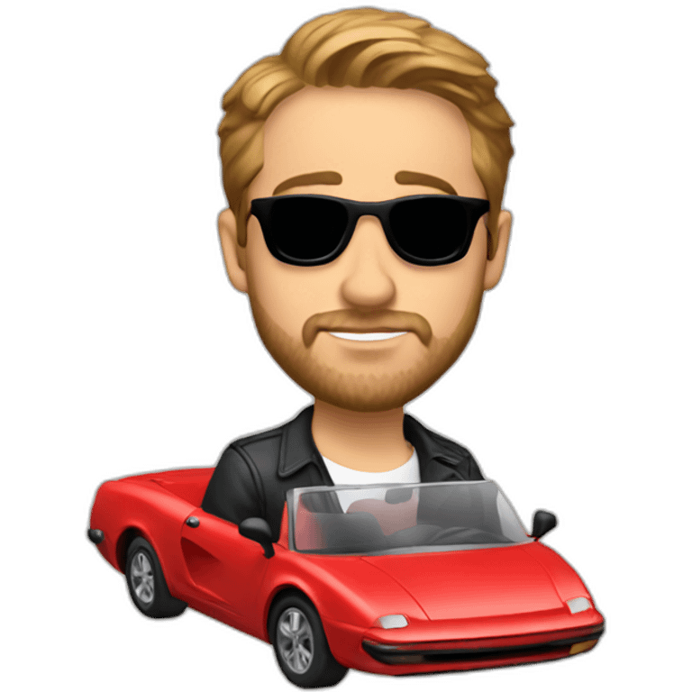 Ryan Gosling driving a tiny red car emoji