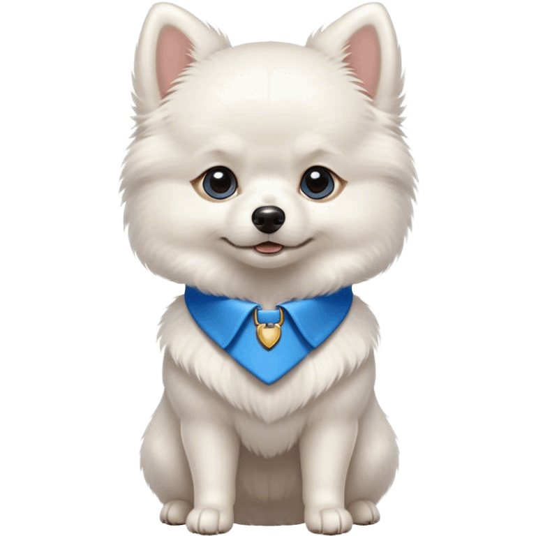 White Pomeranian boy blue collar stance emoji