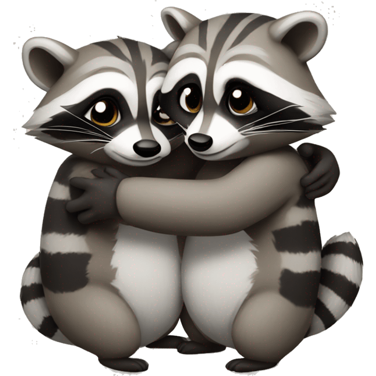 2 raccoons hugging emoji