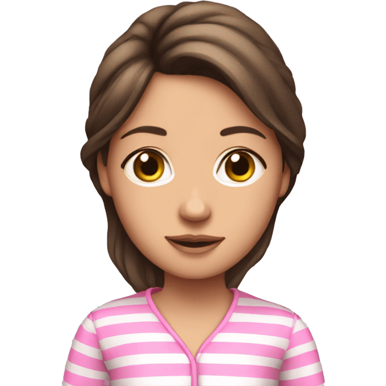 Brunette girl with pink striped pyjama emoji