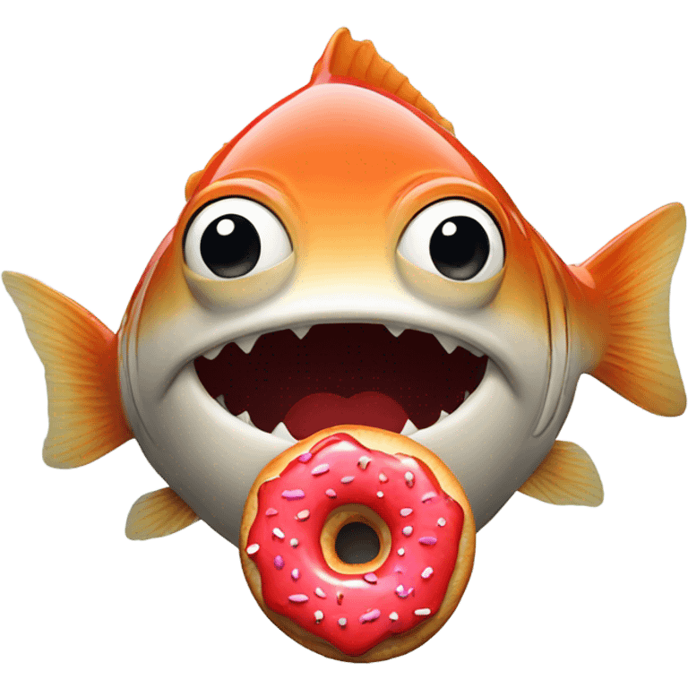 Fish holding red donuts  emoji