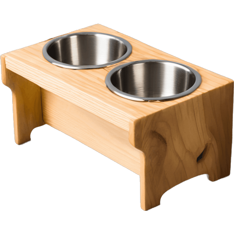 Elevated pine wood dog feeder with 2 stainless bowls emoji