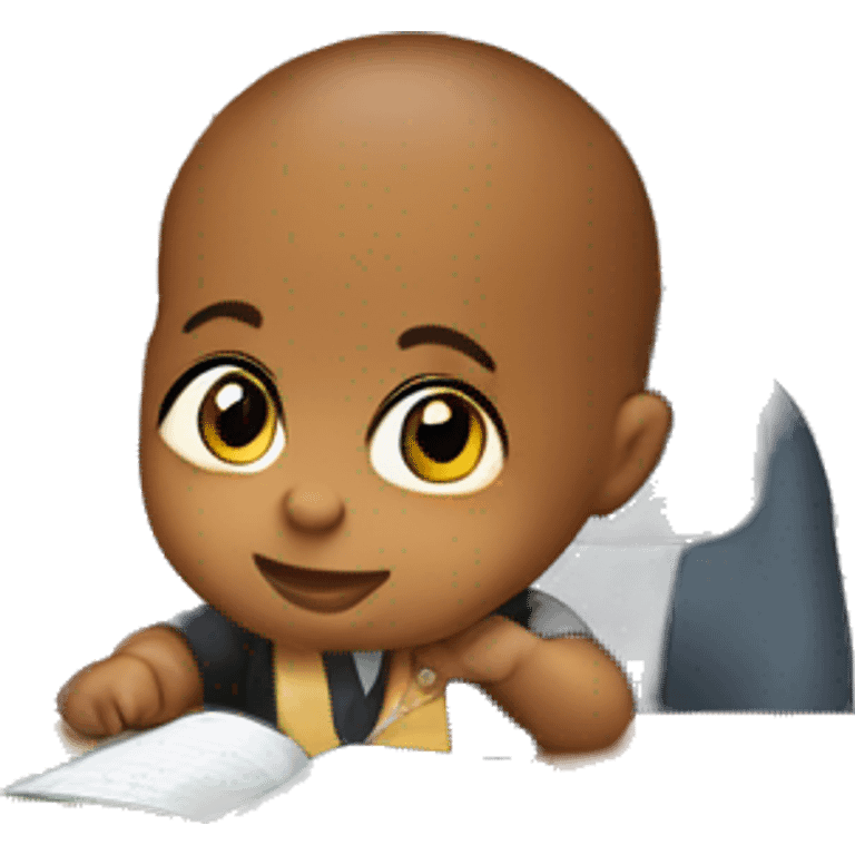 a baby at a office place working emoji