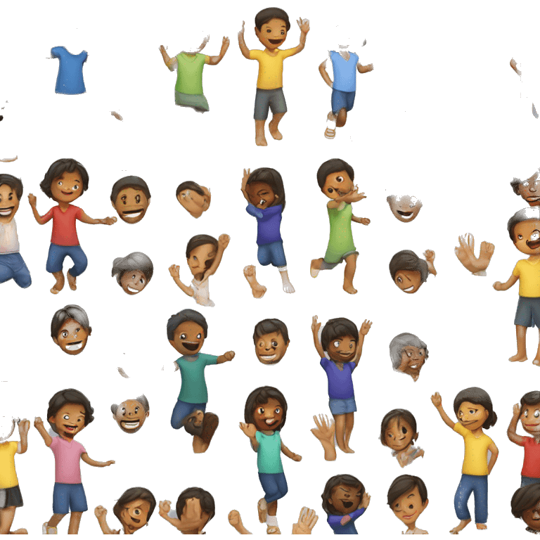 multicultural children doing a high five and a foot shake emoji