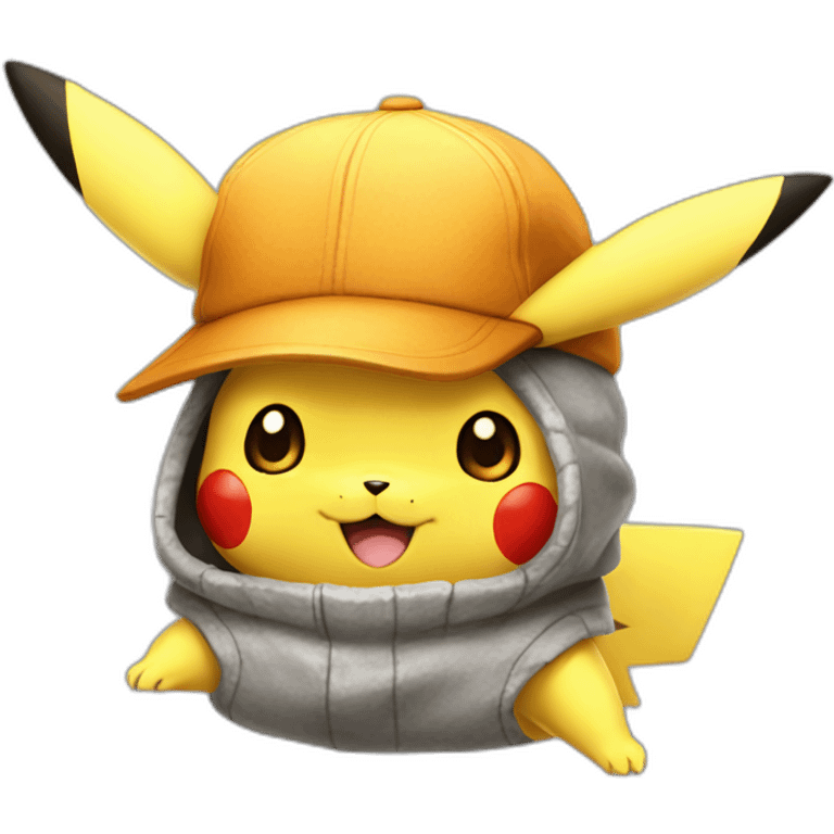 Pikachu wearing ash kalos hat emoji