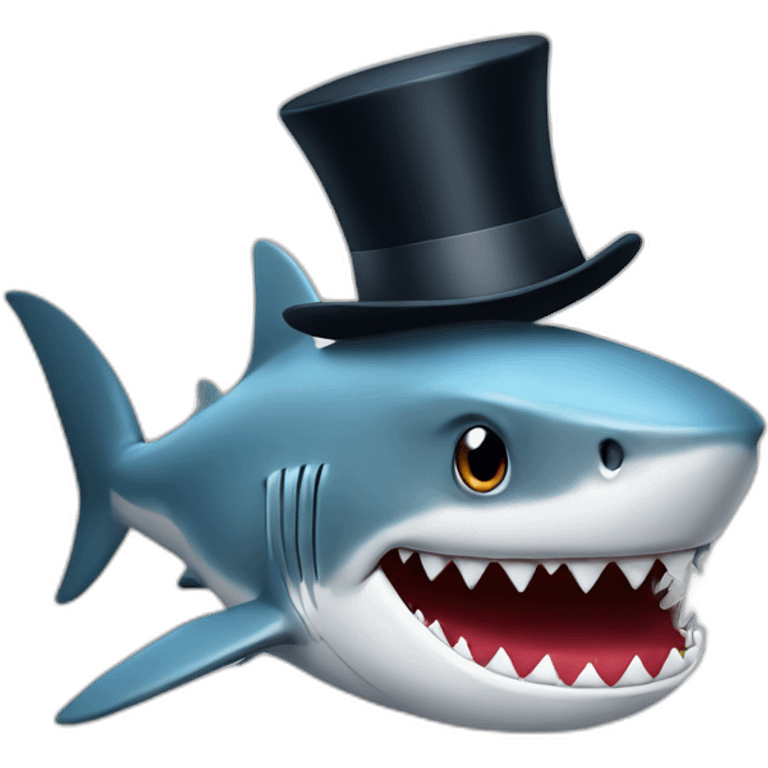 Shark with a top hat emoji