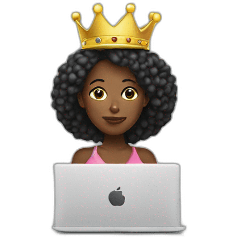 black women behind laptop wearing a crown emoji