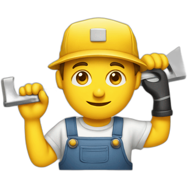 a Carpenter with yellow hat with a saw emoji