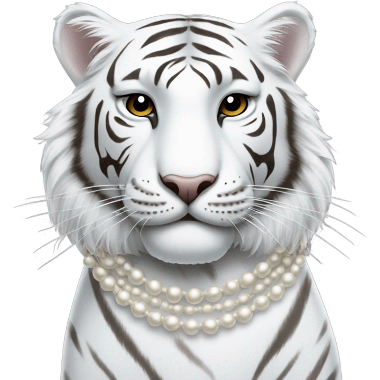 White tiger wearing pearls emoji