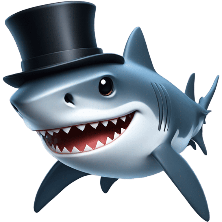 Shark with a top hat emoji