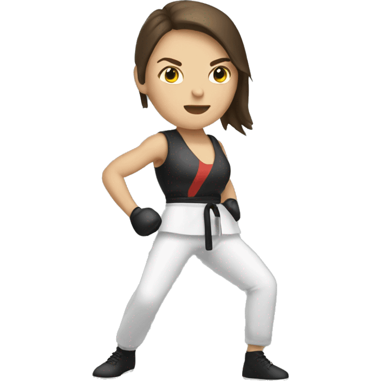 Brunette white Woman kickboxing full body emoji