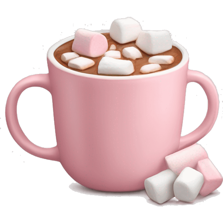 Light Pink mug of hot chocolate with marshmallows  emoji