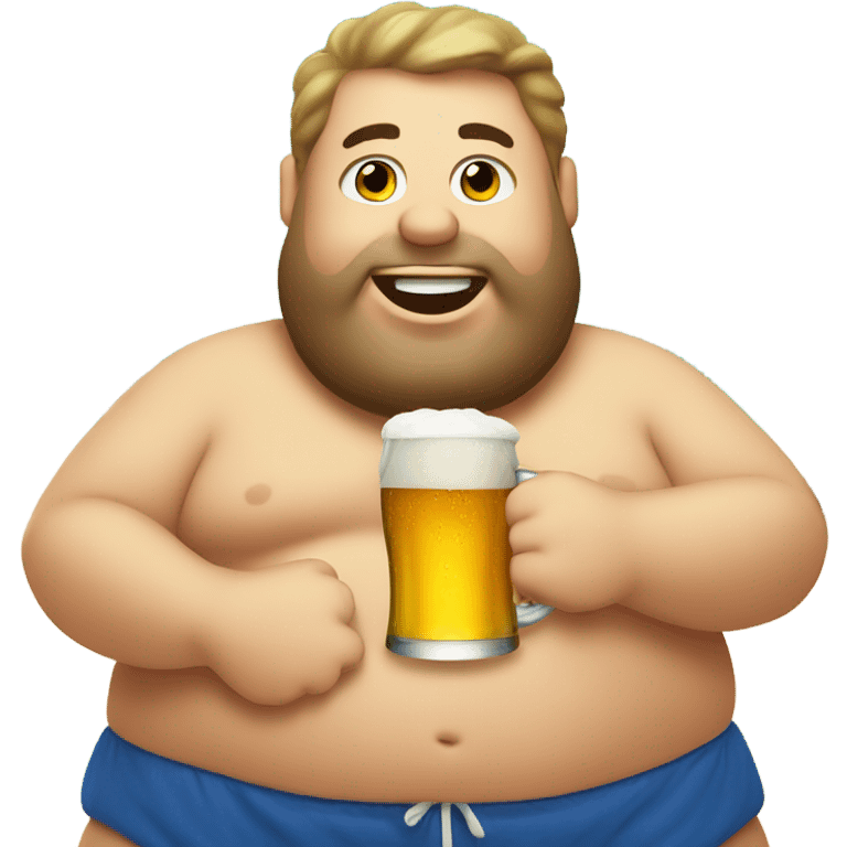 Fat guy drinking a beer on the beach  emoji