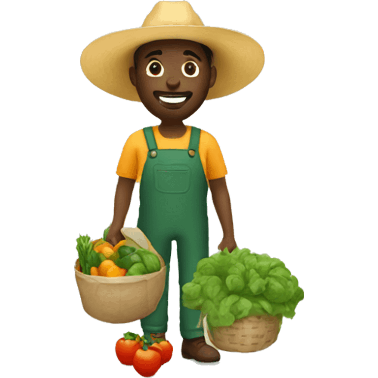 Black farmer picking up vegitables emoji