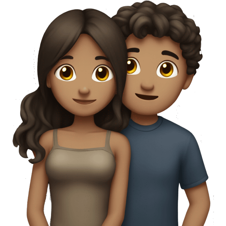 dark brown hair boy hugging dark brown hair girl emoji