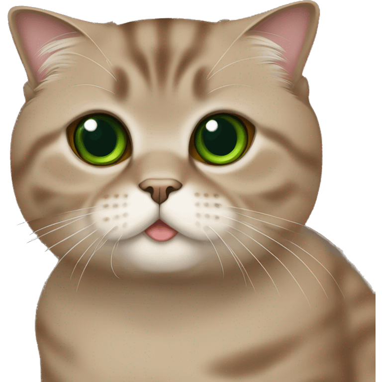 Brown scottish fold cat with green eyes  emoji