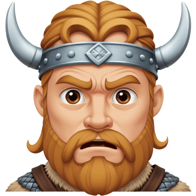 surprised viking face with furrowed brows, looking up with hand on chin. emoji