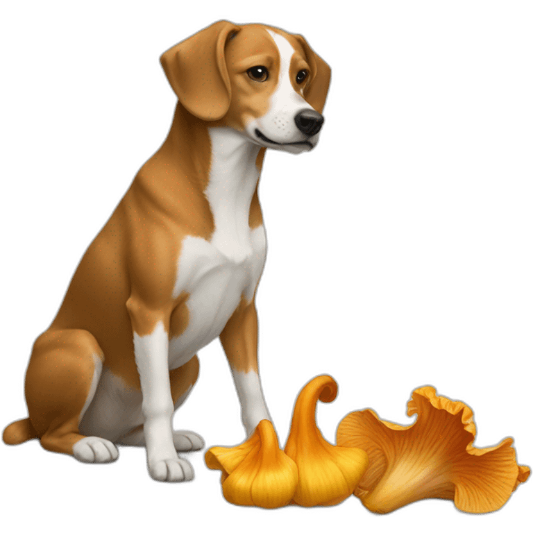 Dog picking chanterelle emoji