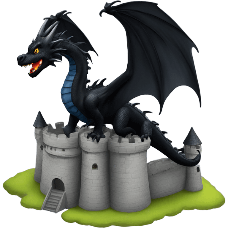 black dragon on a castle emoji