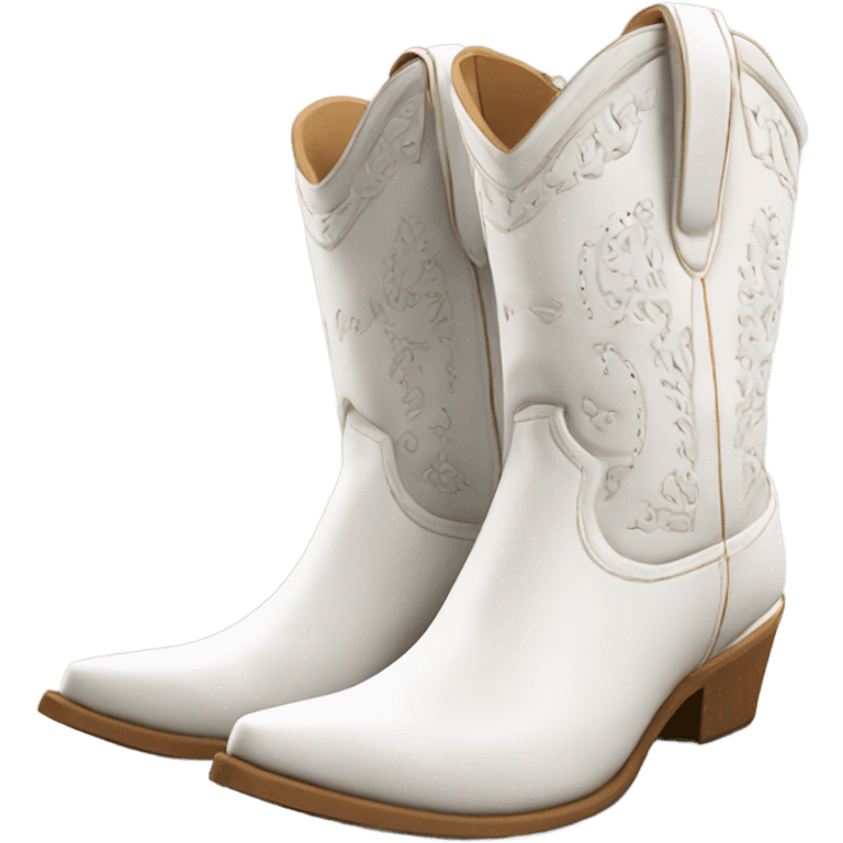 Cowboy white Boots  emoji