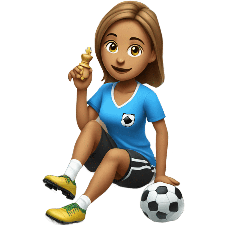 Girl playing chess and soccer at same time  emoji