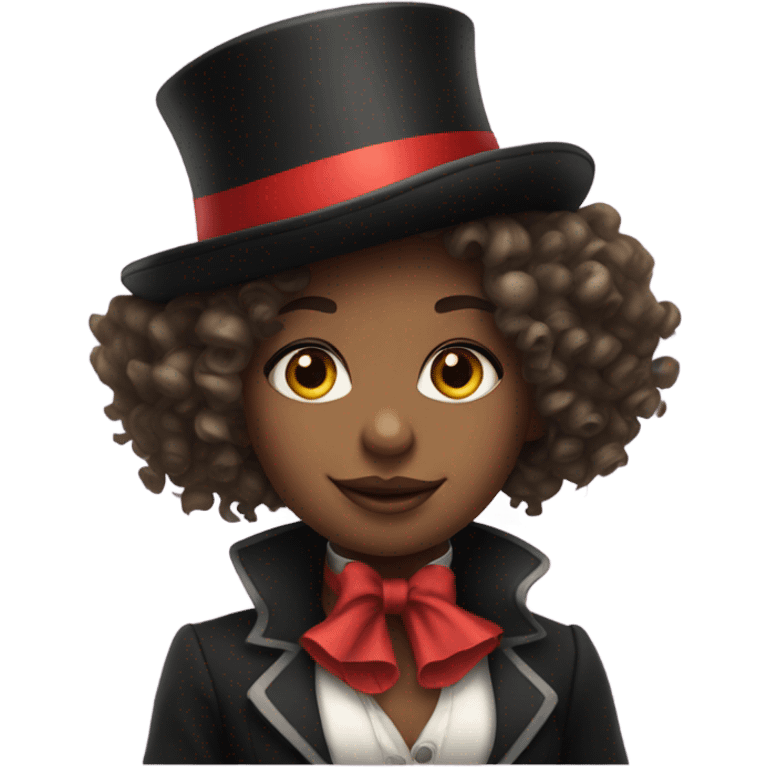 Girl with curly hair top hat circus emoji