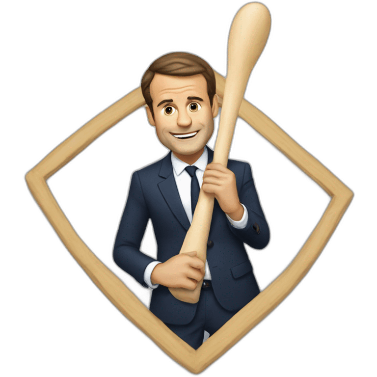 Macron qui tient un panneau stop emoji