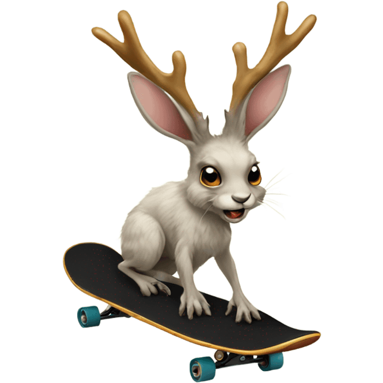 jackalope with horns on a skateboard emoji