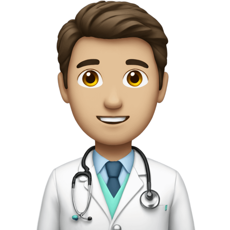 Brunette male doctor in white coat  emoji