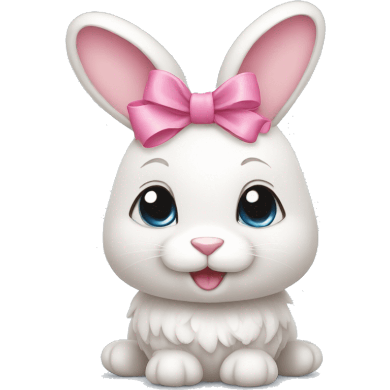 a cute rabbit with a pink bow on its head emoji