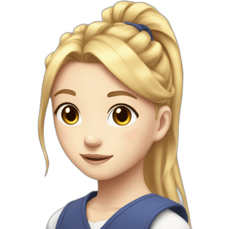 anime-inspired young girl with radiant golden blonde hair tied in a ponytail emoji