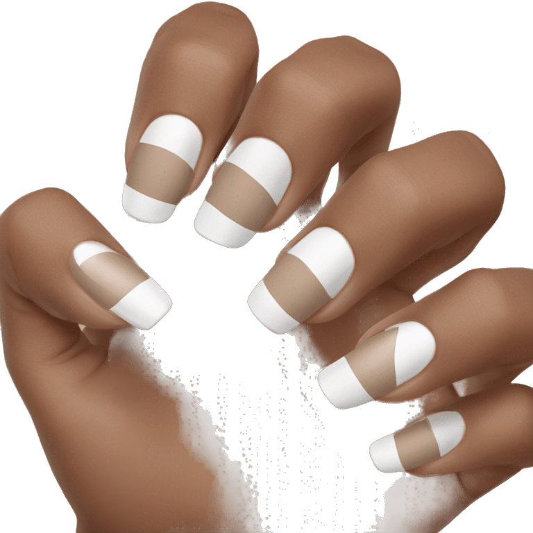 French white tip nails on brown hand emoji