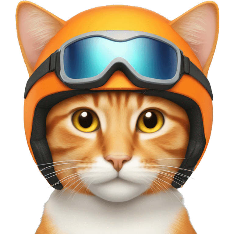 Orange cat with a ski helmet on emoji