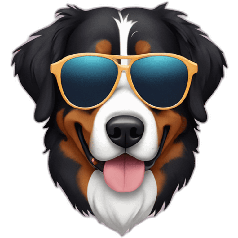 Bernese Mountain Dog wearing retro sunglasses emoji