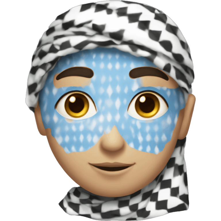 palestinian wearing keffiyah, blue eyes emoji