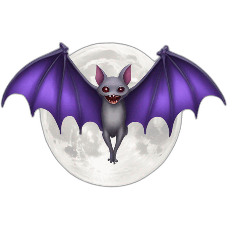 purple dripping vampire bat wings flying  in front of large realistic white and grey full moon emoji