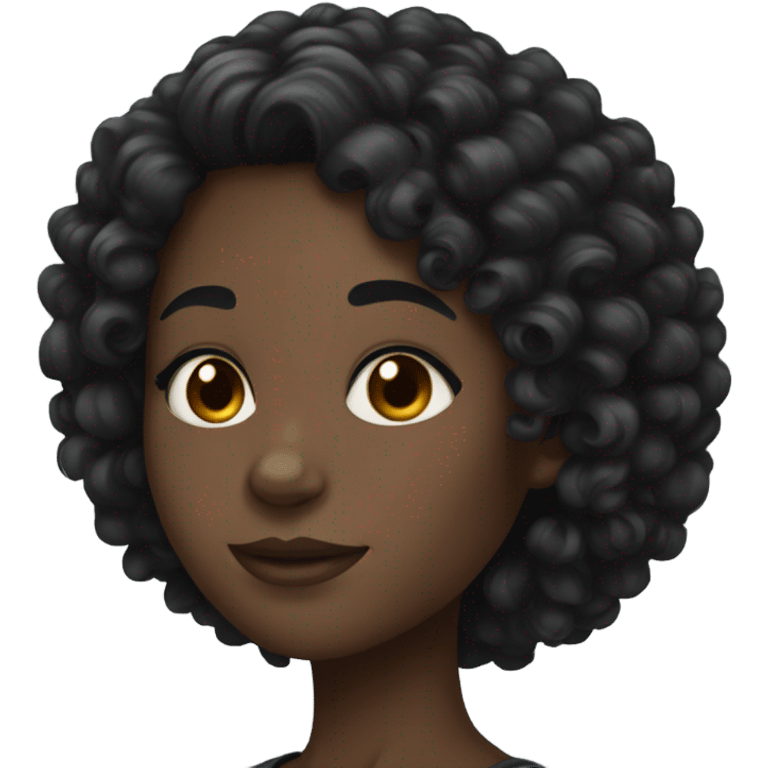 Black girl with black curly hair  emoji