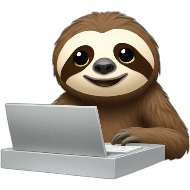 The sloth works at the computer emoji