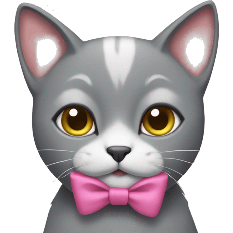 a grey cat with a pink bow on his head emoji