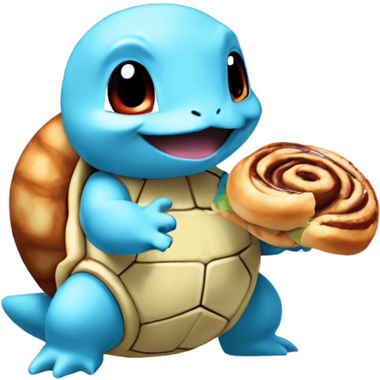 Squirtle eating a cinnamon roll emoji