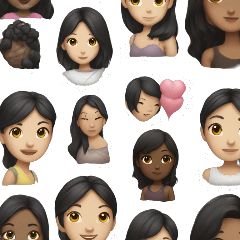 Asian girl friends with black girl  emoji